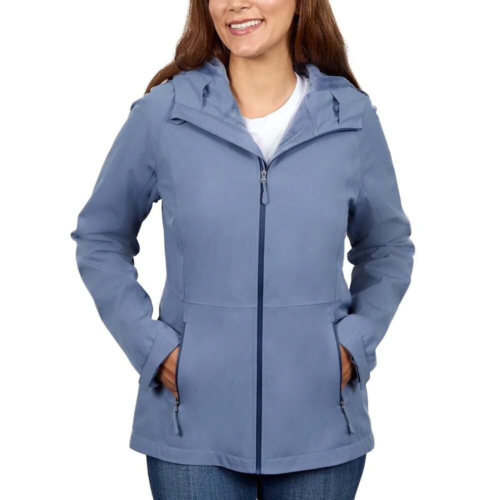 Kirkland Signature Women's Hooded Softshell Jacket, Heather Blue (Size XXL), NWT